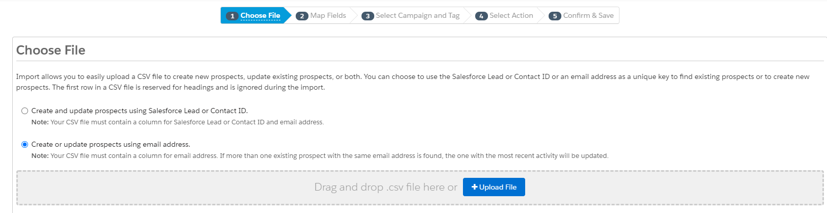 How to import prospects into Pardot - 1