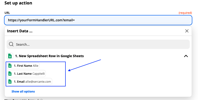 Zapier Action - Select Data