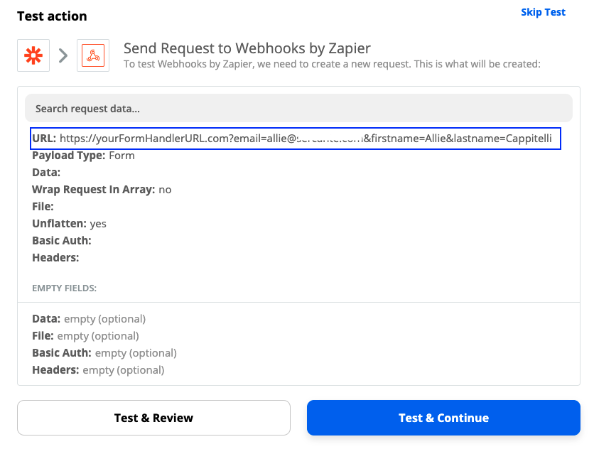 Zapier Action - Testing